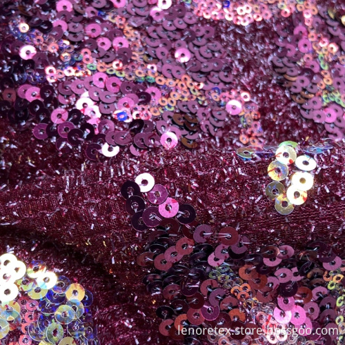 Knit Leaf Shape Fringed Mesh Embroidery Sequin Fabric